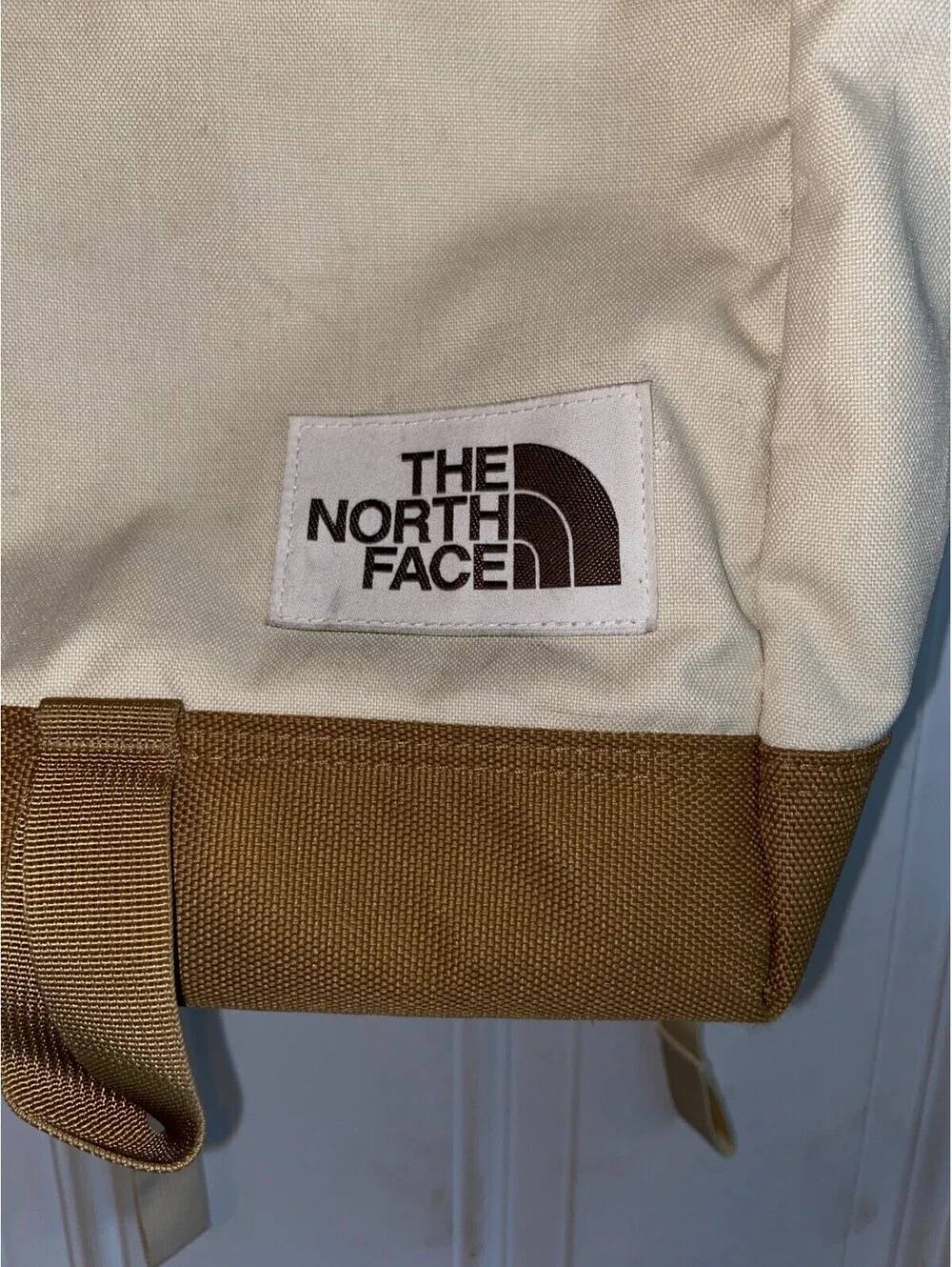 North Face Daypack Backpack Beige/White/ Brown, laptop separator Gorpcore Hiking